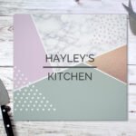 Personalised Geometric Design Glass Chopping Board/Worktop Saver - Image 2
