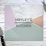 Personalised Geometric Design Glass Chopping Board/Worktop Saver - Image 2