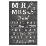 Personalised 'Mr & Mrs First Day, Yes Day & Best Day' Aluminium Sign - Image 3