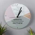 Personalised Any Message Geometric Design Glass Wall Clock