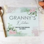 Personalised Abstract Rose Design Glass Chopping Board/Worktop Saver - Image 3