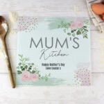 Personalised Abstract Rose Design Glass Chopping Board/Worktop Saver - Image 4