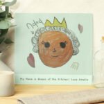 Personalised Children's Drawing Photo Upload Glass Chopping Board/Worktop Saver - Image 4