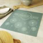 Personalised Dandelion Design Glass Chopping Board/Worktop Saver - Image 2