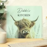 Personalised Highland Cow Design Glass Chopping Board/Worktop Saver - Image 3
