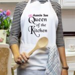 Personalised 'Queen of the Kitchen' Adult White Apron