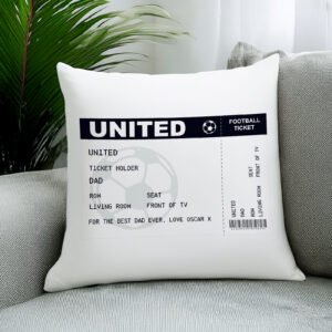 P0810A08 Personalised Football Ticket Design Filled Cushion 001