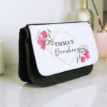 Personalised Any Message Pink Floral Design Make-Up Bag