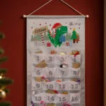 Personalised Children's Dinosaur Design Grey Felt Christmas Advent Calendar - Image 4