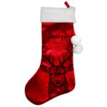 Personalised Stag Design Luxury Red Pom Pom Christmas Stocking - Image 4