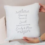 Personalised Any Message Grey Floral Design Filled Cushion - Image 2