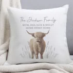 Personalised Highland Cow Design Filled Cushion