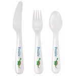 Personalised Children's Dinosaur Motif 3-Piece Plastic Cutlery Set - Image 3