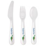 Personalised Children's Dinosaur Motif 3-Piece Plastic Cutlery Set - Image 4