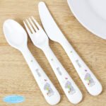 Personalised Children's Tiny Tatty Teddy Cuddle Bug 3-Piece Plastic Cutlery Set