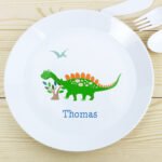 Personalised Children's Dinosaur Design Plastic Plate