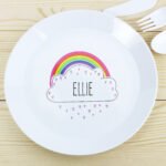 Personalised Children's Rainbow & Cloud Design Plastic Plate
