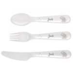 Personalised Children's Hessian Elephant Motif 3-Piece Plastic Cutlery Set - Image 4