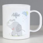 Personalised Children's Hessian Elephant Design Plastic Mug