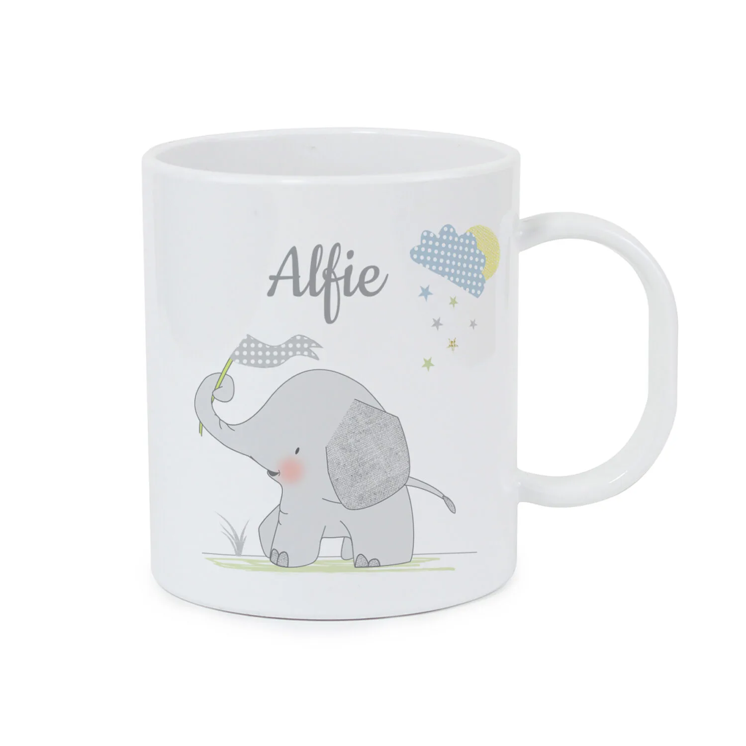 Personalised Children's Hessian Elephant Design Plastic Mug - Image 4