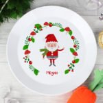 Personalised Christmas Toadstool Santa Design Children's Plastic Plate - Image 2