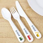 Personalised Children's Vehicles Design 3-Piece Plastic Cutlery Set - Image 2