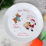Personalised Santa & Rudolph Christmas Eve Mince Pie Plastic Plate