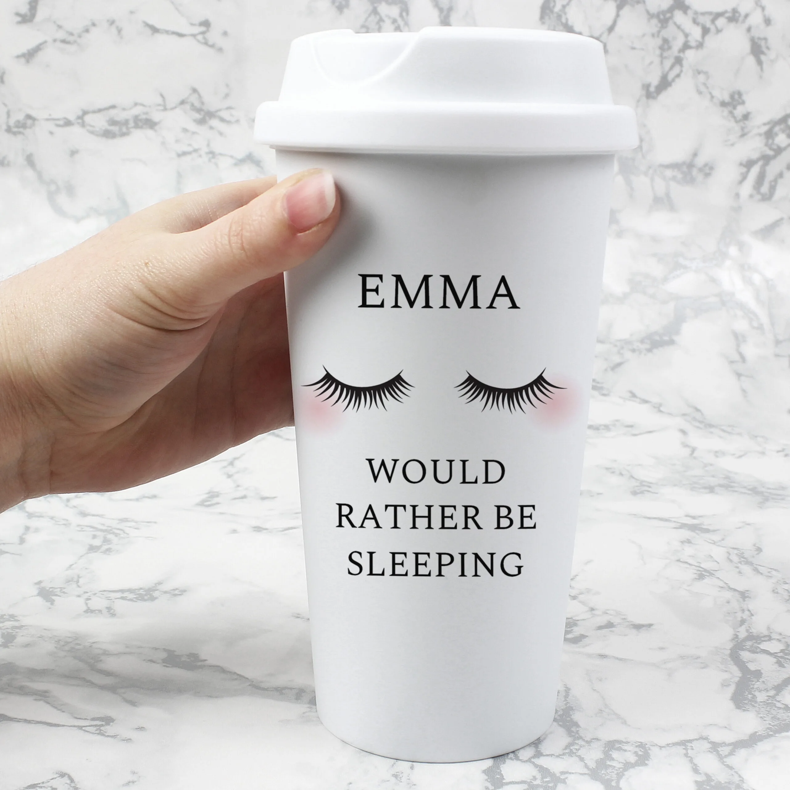 Personalised Eyelashes Design Plastic Insulated Reusable Eco Travel Cup - Image 2