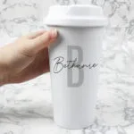 Personalised Initial & Name Plastic Insulated Reusable Eco Travel Cup - Image 2