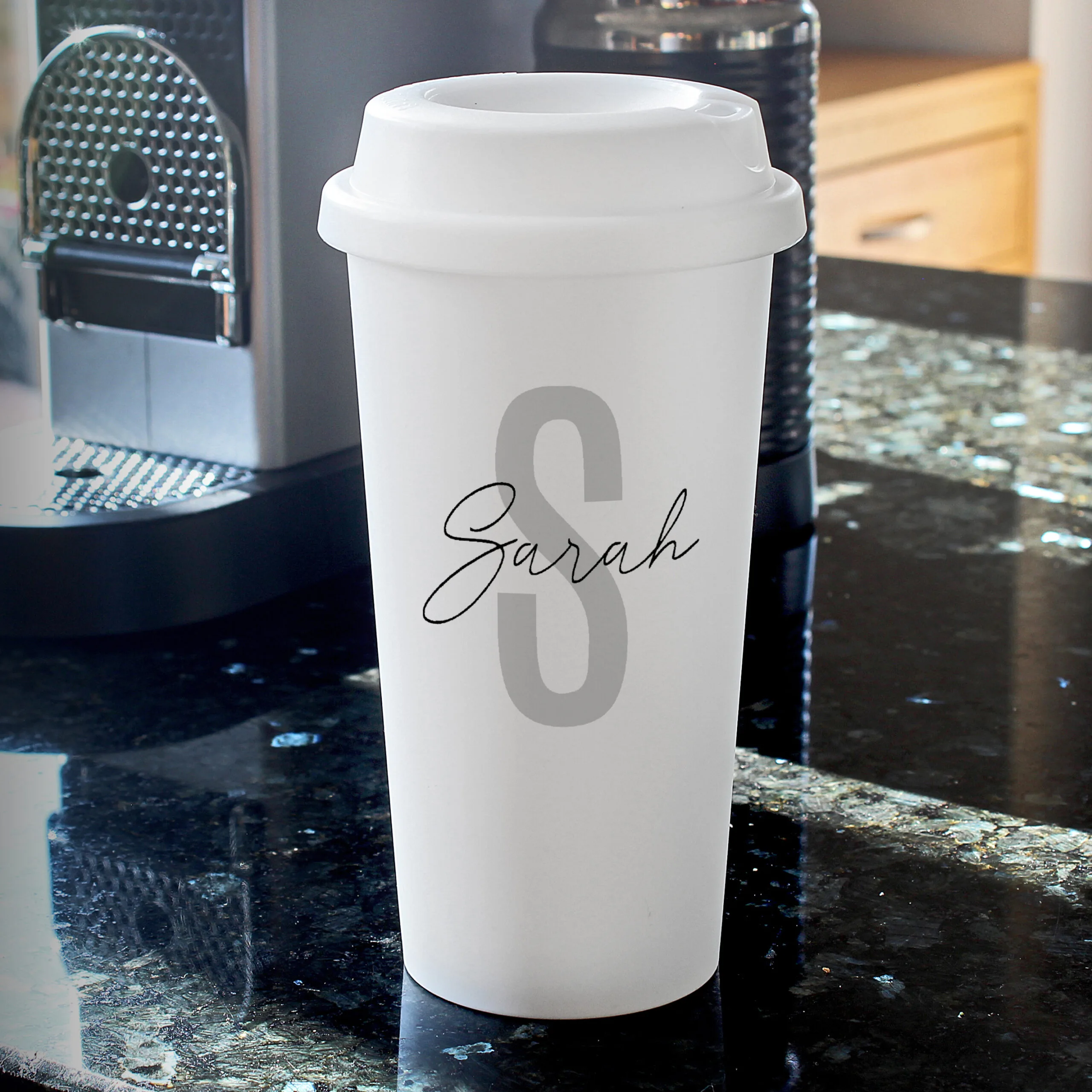 Personalised Initial & Name Plastic Insulated Reusable Eco Travel Cup - Image 3