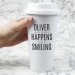 Personalised Black Text Plastic Insulated Reusable Eco Travel Cup - Image 2