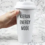 Personalised Black Text Plastic Insulated Reusable Eco Travel Cup - Image 4