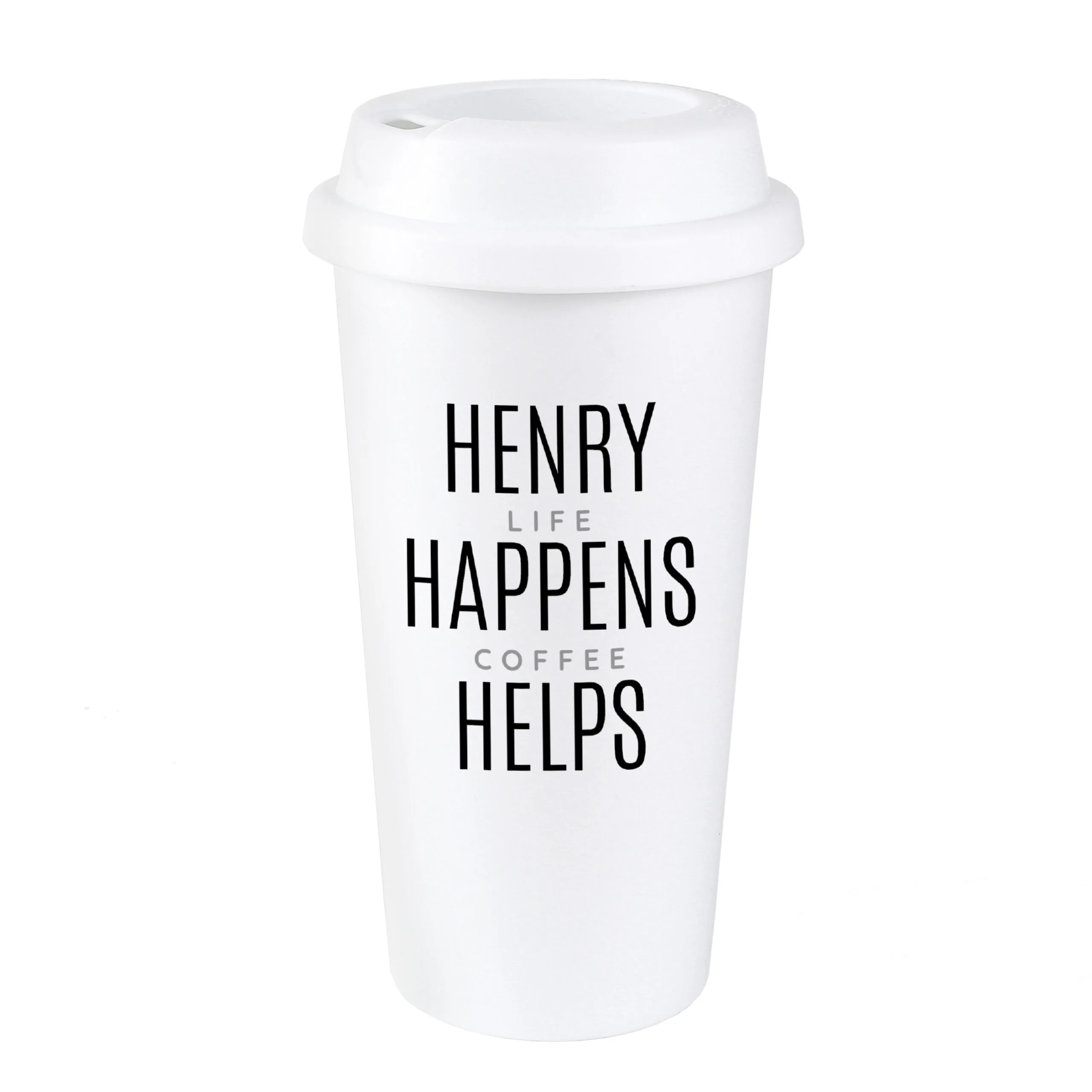 Personalised Black Text Plastic Insulated Reusable Eco Travel Cup - Image 5