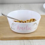 Personalised Children's Baby Unicorn Design Plastic Bowl - Image 2