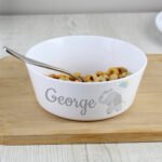 Personalised Children's Hessian Elephant Design Plastic Bowl - Image 2