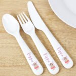 Personalised Children's Toadstool Fairy Design 3-Piece Plastic Cutlery Set
