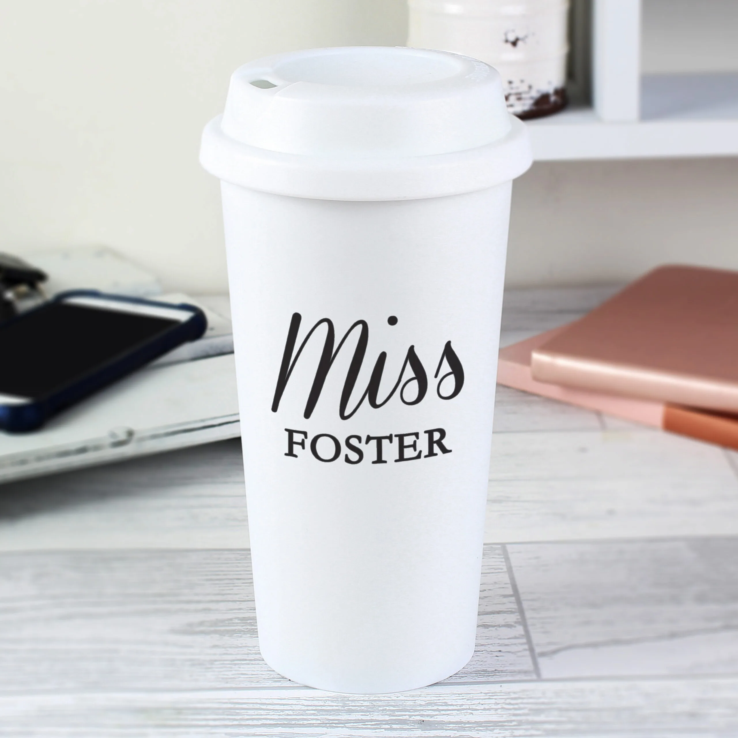 Personalised Any Message Plastic Insulated Reusable Eco Travel Cup - Image 3