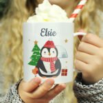 Personalised Children's Christmas Penguin Design Plastic Mug - Image 2
