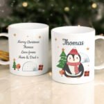 Personalised Children's Christmas Penguin Design Plastic Mug - Image 3