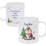 Personalised Children's Christmas Penguin Design Plastic Mug - Image 5