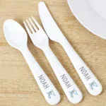 Personalised Children's Animal Alphabet Design 3-Piece Plastic Cutlery Set - Image 3