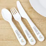 Personalised Children's Animal Alphabet Design 3-Piece Plastic Cutlery Set - Image 4