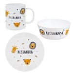 Personalised Children's Safari Animals Design Plastic Breakfast Set - Image 6