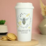 Personalised Bee Design Plastic Insulated Reusable Eco Travel Cup - Image 2