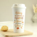 Personalised 'Loves Pumpkin Spice' Plastic Insulated Reusable Eco Travel Cup - Image 3