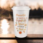 Personalised 'Loves Pumpkin Spice' Plastic Insulated Reusable Eco Travel Cup - Image 4