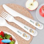 Personalised Children's Tiny Tatty Teddy Jungle Animals Design Plastic 3-Piece Plastic Cutlery Set - Image 2