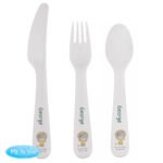 Personalised Children's Tiny Tatty Teddy Jungle Animals Design Plastic 3-Piece Plastic Cutlery Set - Image 5