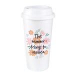 Personalised Any Message Floral Design Plastic Insulated Reusable Eco Travel Cup - Image 7