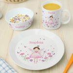 Personalised Children's Fairy Princess Design 3-Piece Plastic Breakfast Set